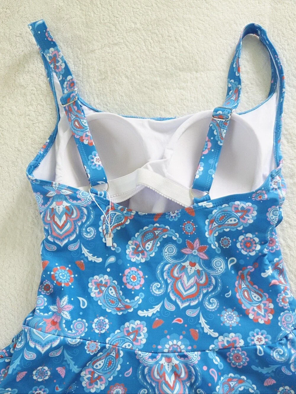 New!!! Eomenie ✨️ Blue Paisley One-Piece Women's Swimdress with Side Tie Size S